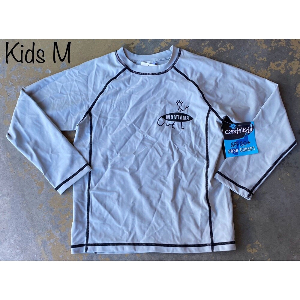 Coastalista Kids Medium Montana Rash Guard SPF 50+ Gray NWT